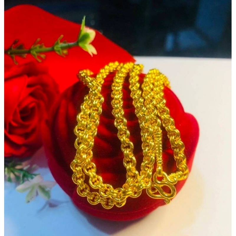 S58สร้อยคอลายห่วงคู่หนัก1บาท2บาท  งานตันแน่นทองหุ้มสวยเหมือนจริงคุณภาพเกรดพรีเมียม