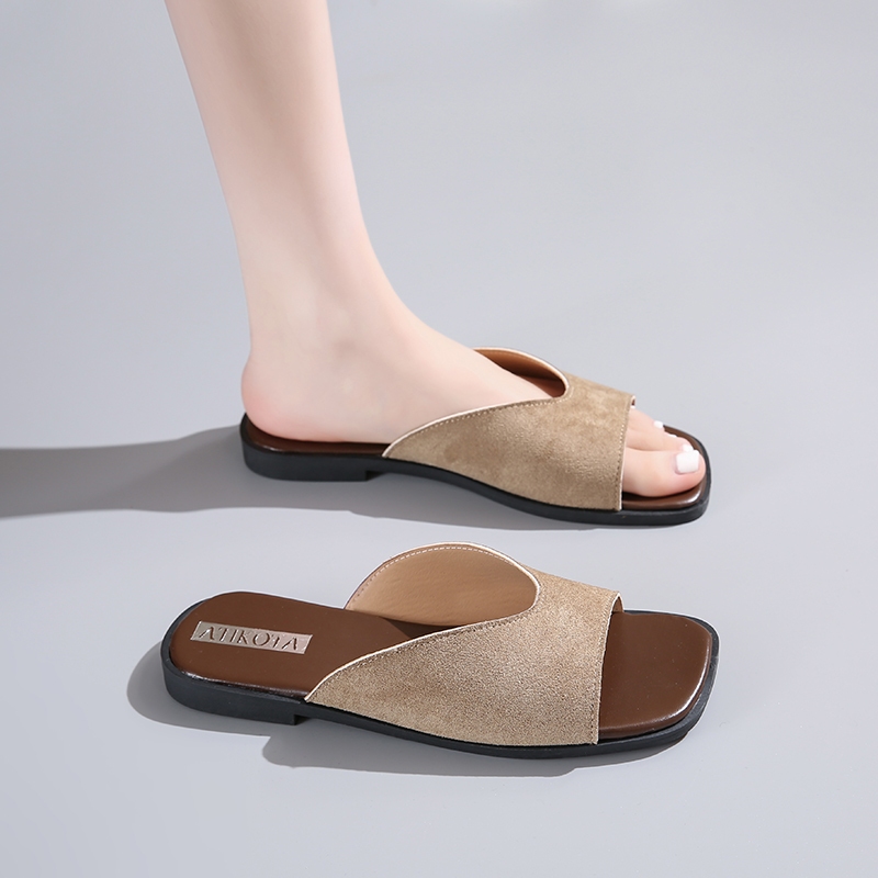 Atiktoa รองเท้าแตะส้นแบนสำหรับผู้หญิง รองเท้าแตะเปิดหัวแบบเข้ารูป น้ำหนักเบา หลากสี - รูปที่ 2