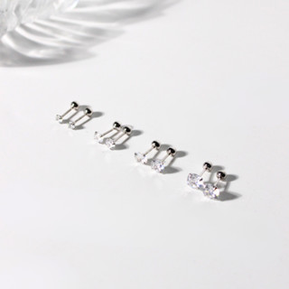earika.earrings - white jewel piercing จิวหูเงินแท้จี้เพชรเม…