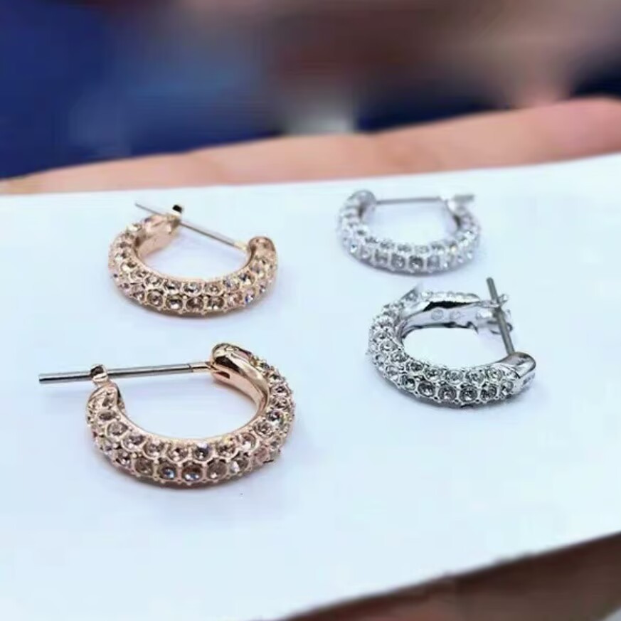 【🚚COD จัดส่งทันที จัดส่งฟรี】แท้💯 Swarovsk Stone Earring คริสตัลต่างหูห่วง เครื่องประดับแฟชั่นสตรี
