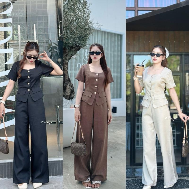 Neutral Grace : ชุดเช็ท เสื้อกระดุมหน้า+กางเกงขายาว ชุดทำงานผู้หญิง Size S-XL