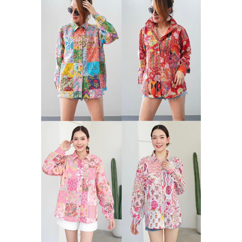 เสื้อเชิ้ตคอตตอนอินเดียคอปก แขนยาว ผ่าหน้าติดกระดุมยาว ป้าย Perfect Style