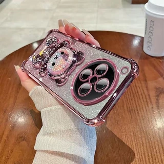 เคสโทรศัพท์ สำหรับ Redmi 14C A3 15C Note15 15Pro 15Pro+ POCO C75 M8 M8Pro กันกระแทกมุม หมี LOVE กริตเตอร์ น่ารัก ตั้งได้