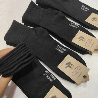 ถุงเท้าใสทำงาน ข้อกลาง ป้าย(socksy) สีดำ คละสี คละลาย สีเทาเข้ม สีเทาอ่อฟรีไซส์ช12 คู่ 6 คู่