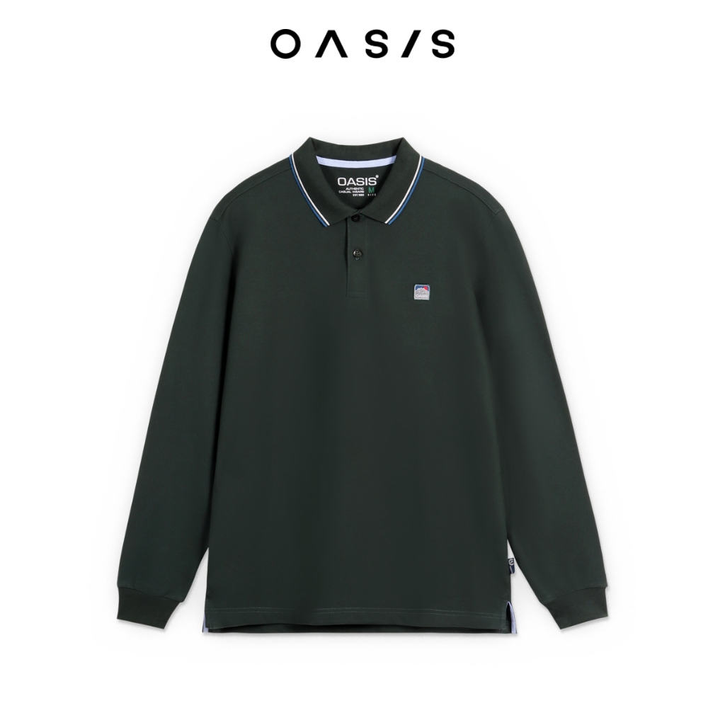 ไซส์ XL - XXL : OASIS เสื้อโปโล ผู้ชาย  รุ่น MPLV-1847 แขนยาว เนื้อผ้านุ่ม ใส่สบาย สีขาว, เขียว