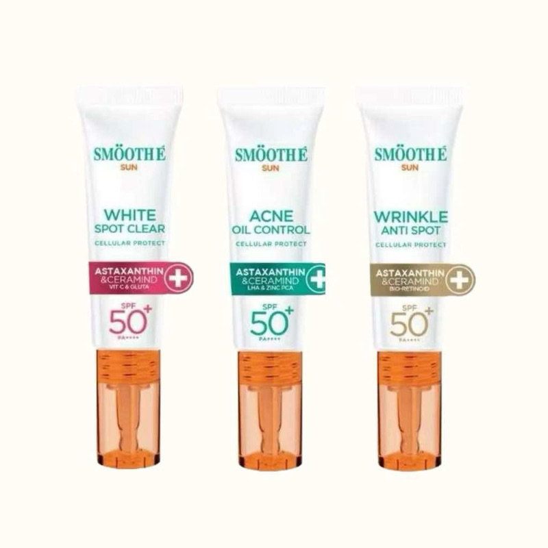 SMOOTH E Sun Asta Spf 50+ PA++++ White Spot Clear/ Acne Oil Control / Wrinkle 15 กรัม