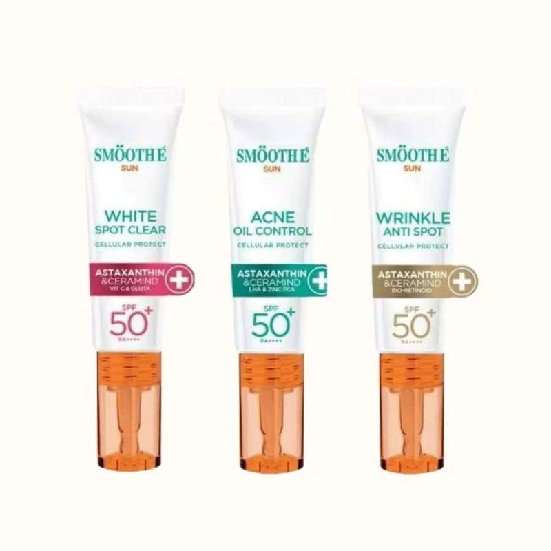 SMOOTH E Sun Asta Spf 50+ PA++++ White Spot Clear/ Acne Oil Control / Wrinkle 15 กรัม