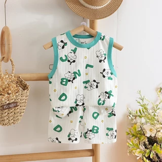 ชุดเสื้อกล้ามเด็ก ชุดเด็กน่ารัก พิมพ์ลายสัตว์ สไตล์น่ารัก มี7สีให้เลือก สำหรับเด็ก 0-4ขวบ