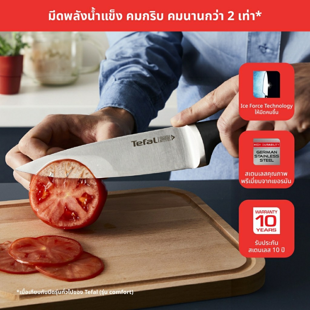 Tefal ชุดเซ็ตมีดพลังน้ำแข็ง รุ่น ICE FORCE 3 ชิ้น มีดเชฟ 20 ซม.+ มีดซันโตกุ 18 ซม. + มีดอเนกประสงค์ CW-K232S374