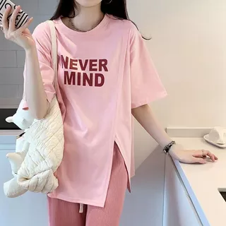 เสื้อยืดแขนสั้นผู้หญิงแฟชั่นฤดูร้อนมาใหม่ ผ่าข้าง oversize เสื้อผ้าสาวอวบไซส์ใหญ่สวยๆ เสื้อโอเวอร์ไซส์ทรงหลวมสไตล์เกาหลี