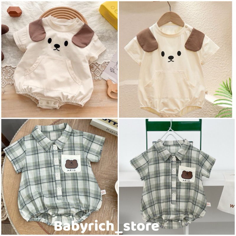 มาใหม่ (3M-2Y) ชุดเด็กน่ารัก บอดี้สูทแขนสั้น ชุดรอมเปอร์ ชุดทารก เด็กอ่อนชายหญิง ใส่เที่ยว หน้าร้อน