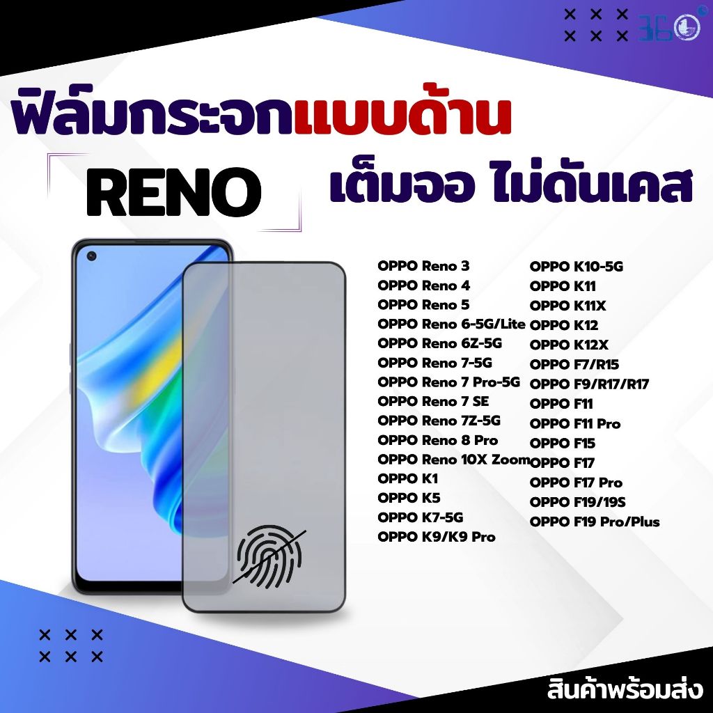 [🇰🇷360°] ฟิล์มด้าน OPPO Reno AG เต็มจอ ฟิล์มOPPOReno F31Pro F31ProPIus 15 6Z 4 7Z 8 Pro 10X Zoom