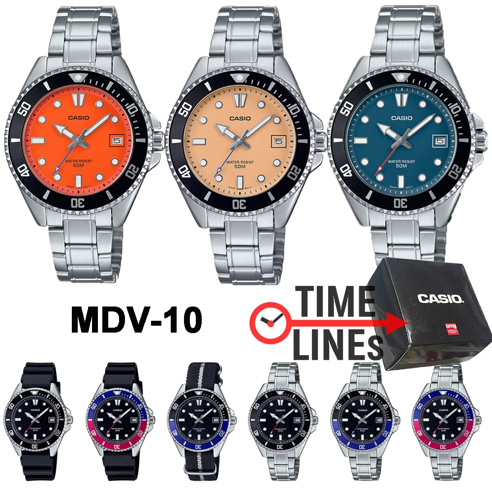 !!ประกัน1ปีและกล่อง CMG!! CASIO รุ่น MDV-10 MDV-10C MDV-10D นาฬิกาข้อมือผู้ชาย ทรงยอดนิยม กรอบหน้าปั