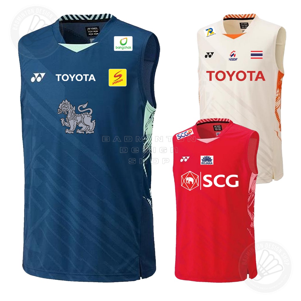 🏸ส่งจากไทย👕เสื้อแบดมินตัน ทีมชาติไทย พร้อมสกรีนธงชาติ สปอนเซอร์ แบบนักกีฬาทีมชาติ สินค้าส่งตรงจากไทย (ไม่ใช่ร้านจีน)