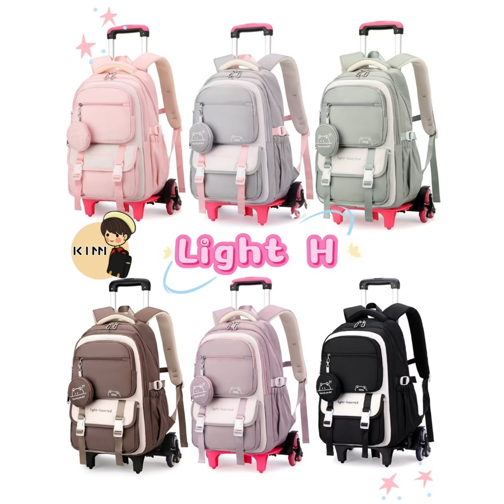 พร้อมส่ง⚡️⚡️กระเป๋านักเรียน กระเป๋านักเรียนล้อลากไต่บันไดซิลิโคนรุ่น Light H