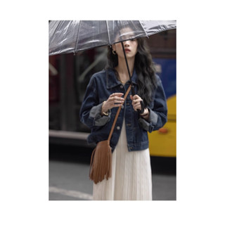 Jk เสื้อยีนส์ผู้หญิงสีเข้ม สไตล์เกาหลี พร้อมส่ง