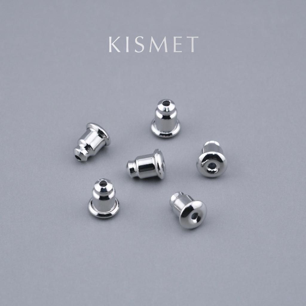 Kismet - Bullet Backs แป้นต่างหูโลหะ ทรงกระสุน สีเงินโรเดียม (Rhodium Silver) แพ็ค 3 คู่ Earring Backs | KM003-RD