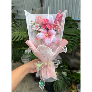 ช่อดอกไม้ลวดกำมะหยี่ ลิลลี่1 ทิวลิป2 (จัดทำ1-2วัน) สูงประมาณ40-42 cm