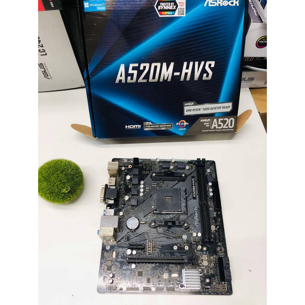 MAINBOARD (ASROCK A520M-HVS (DDR4) ( AM4) (MICRO-ATX) กล่อง มือสองพร้อมใช้งาน มีประกัน ไม่มีฝาหลัง**