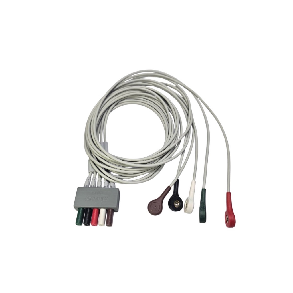 028 - สาย ECG , EKG 5 lead wire probe Snap AHA for Mindray EKG Cable Original