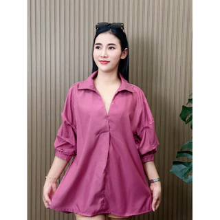 เสื้อคอปกแขนย่น ผ้าคัตตอน
