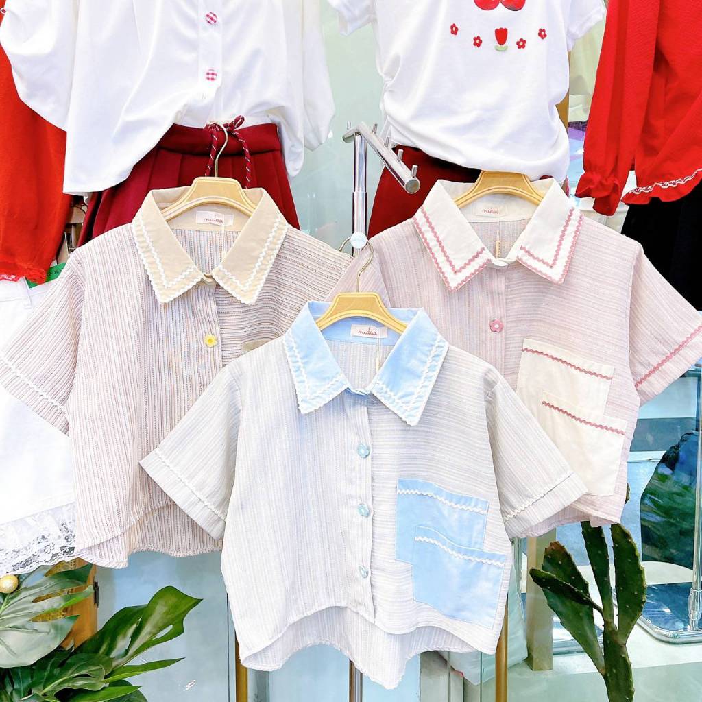 📣 พร้อมส่งงง 👑ป้าย NIDAA👑  🌿รหัสสินค้า :: N0115🌿🌈เสื้อเชิ้ตแต่งกระเป๋า🌈