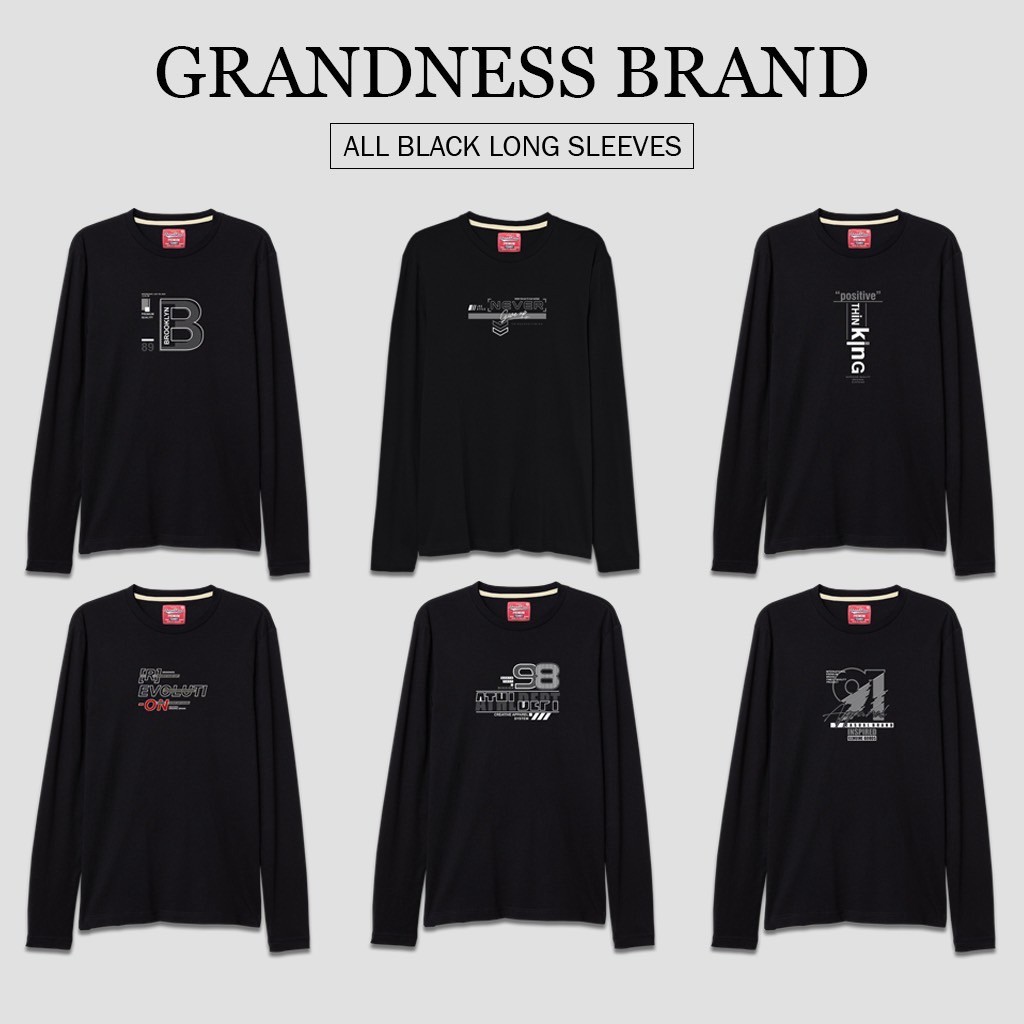 Grandness เสื้อยืดลายกราฟิก แขนยาว รุ่น LX889-96 ( สีดำรวมลาย )