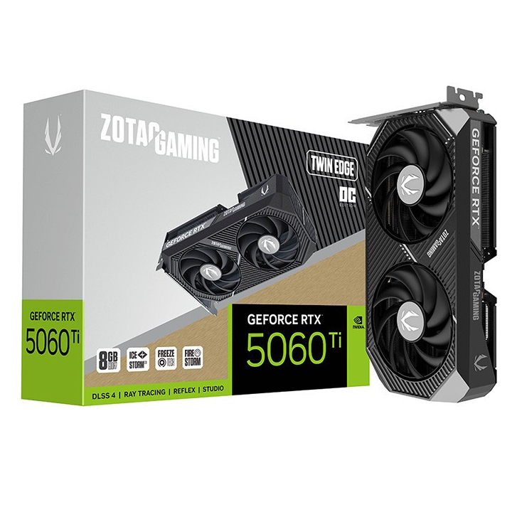 VGA (การ์ดจอ) ZOTAC GAMING GEFORCE RTX 5060 TI TWIN EDGE OC - 8GB GDDR7 (ZT-B50610H-10M)