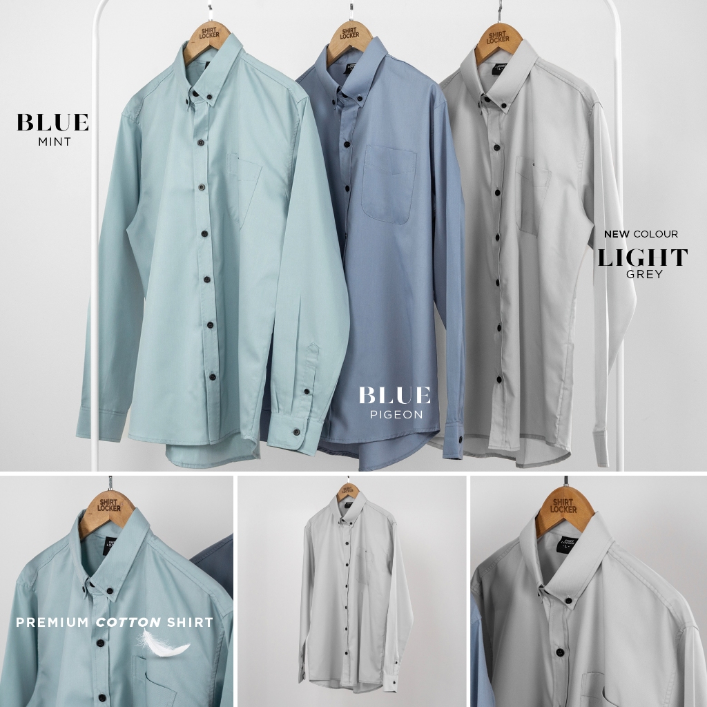 เสื้อเชิ้ตแขนยาว ผ้า Cotton คอปก ทรงสลิมฟิต แบรนด์ SHIRT LOCKER