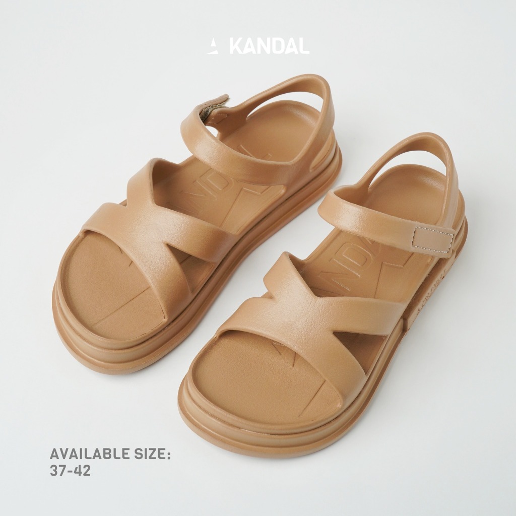 KANDAL KD0105 Akross - รองเท้าแตะรัดส้นผู้ชาย ผู้หญิง สีน้ำตาล Latte Brown น้ำหนักเบา กันน้ำ แห้งไว 