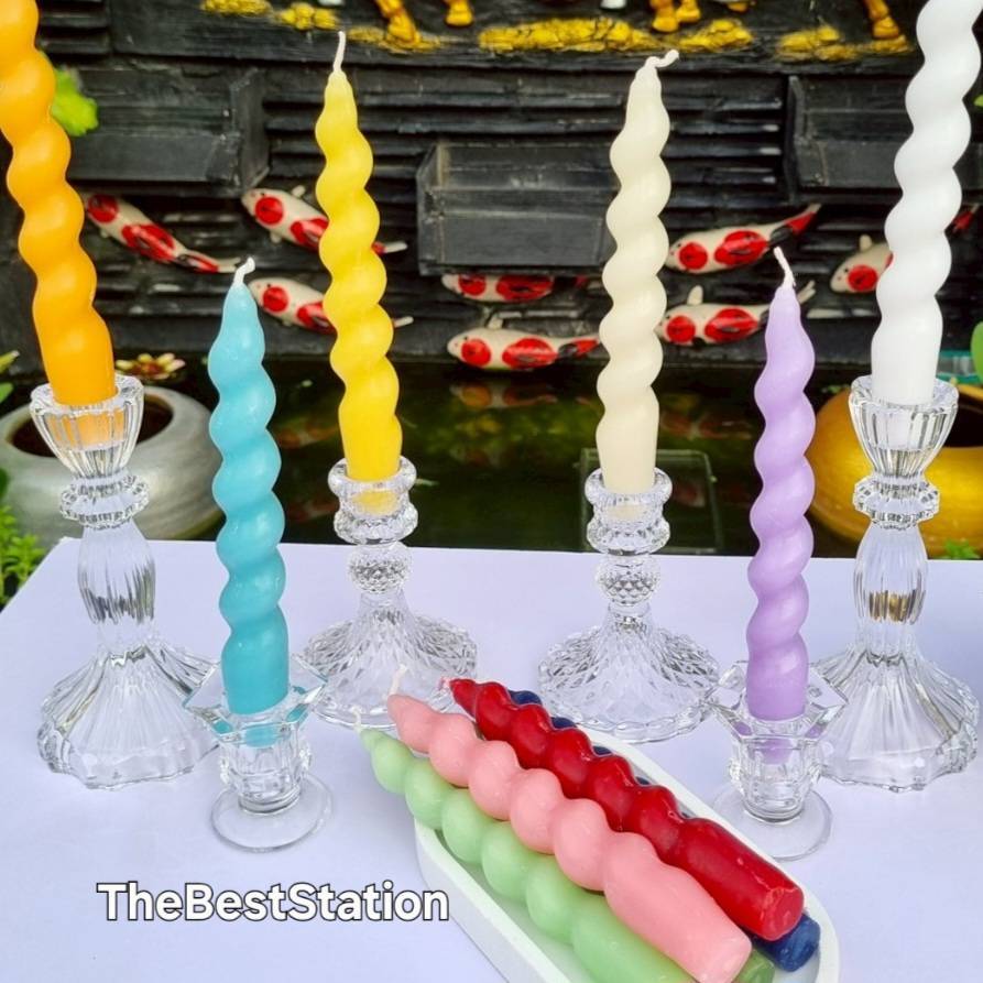 TheBestStation เทียนเกลียว เทียน ขนาด7นิ้ว 3ชิ้น/แพ็ค Spiral Candles  3Pcs/Pack - รูปที่ 2