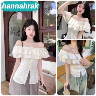 (ส่งจากกรุงเทพฯ)เสื้อยืดปาดไหล่สั้นผู้หญิง เสื้อครอปเซ็กซี่ …