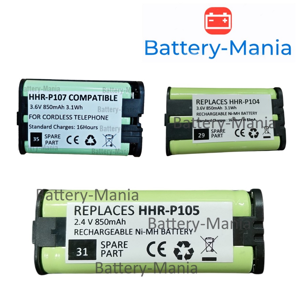แบตเตอรี่ โทรศัพท์ไร้สาย Replacement HHR-P104 (TYPE 29) HHR-P105 (TYPE 31) HHR-P107 (TYPE 35)