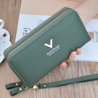 กระเป๋าสตางค์ กระเป๋าสตางค์ใบยาวซิบคู่ โลโก้ v (GC-001)