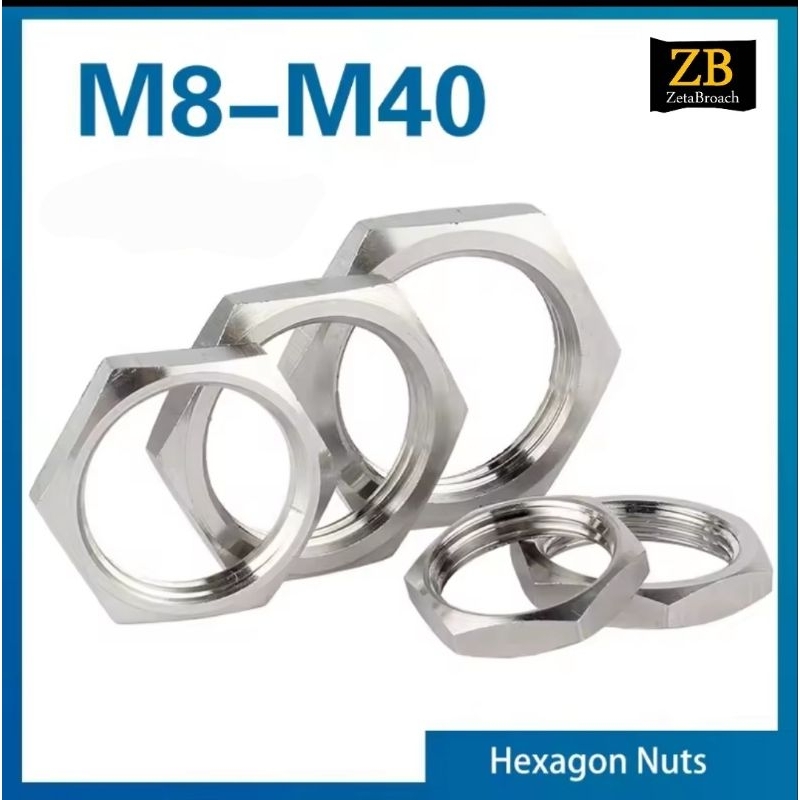 304 Stainless ***ส่งเร็ว2วันถึง : HEX LOCK NUT : M8-M18 : Pitch 1mm 1.5mm