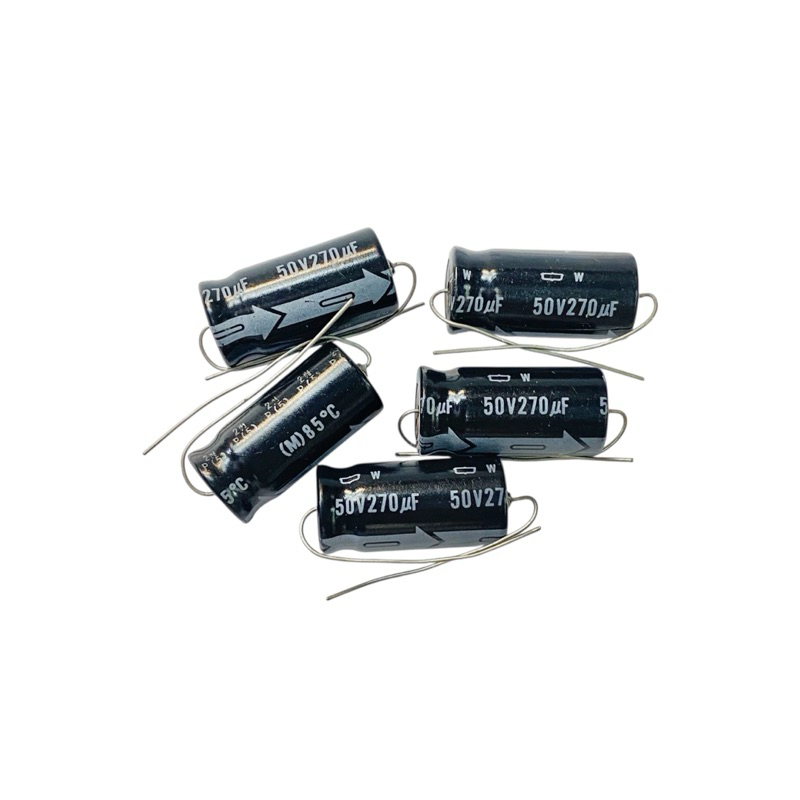 C 270 uF/ 50VDC 85c (ราคา 1 ชิ้น)ตัวเก็บประจุ หางหนูมีขั้ว ขนาด 13x21mm มีพร้อมส่งในไทย