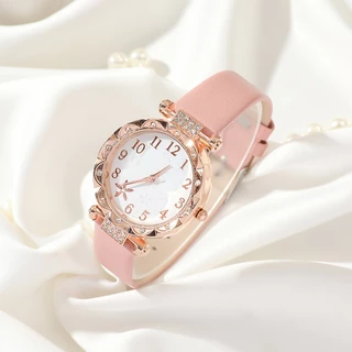 [จัดส่งในกทม] แฟชั่นเกาหลี MOYENNE นาฬิกาผู้หญิง แฟชั่น เคสเพชร ลายปลาดาว สายหนัง