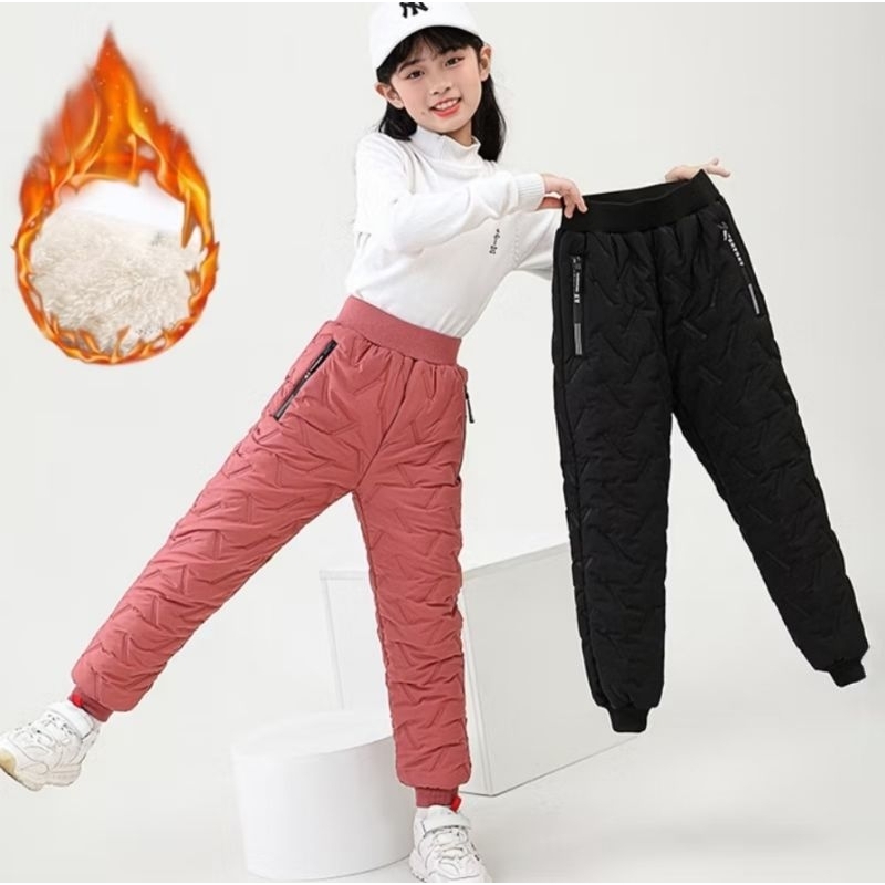 พร้อมส่ง LG-036 กางเกงกันหนาว กันหิมะเด็ก บุขนหนาใส่ได้ถึงติดลบ กันละอองน้ำ
