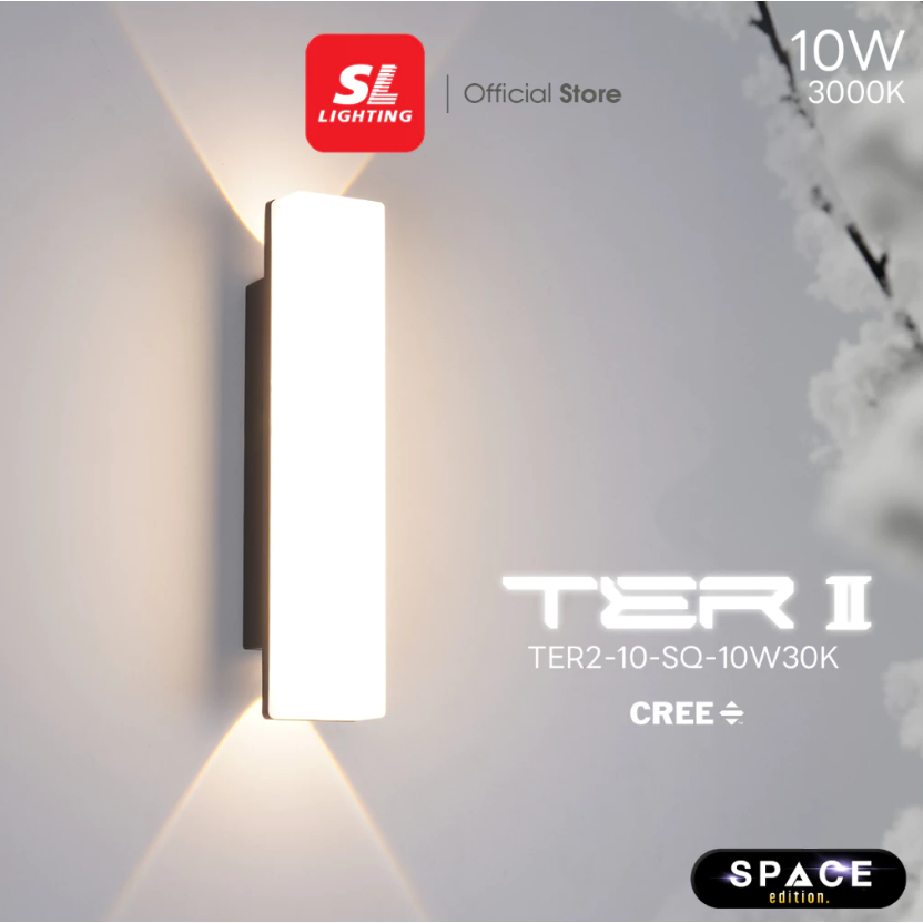 SL LIGHTING โคมไฟติดผนัง Outer Space ภายนอก LED 10W 3000K วัสดุ Aluminium | PC รุ่นTER2-10-SQ-10W