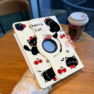 🌻24 ชั่วโมง🌻เคสป้องกัน iPad cherry cat gen11 pro11หมุนได้ 360° Air8/7/6 เหมาะสำหรับรุ่น Gen12 Gen10