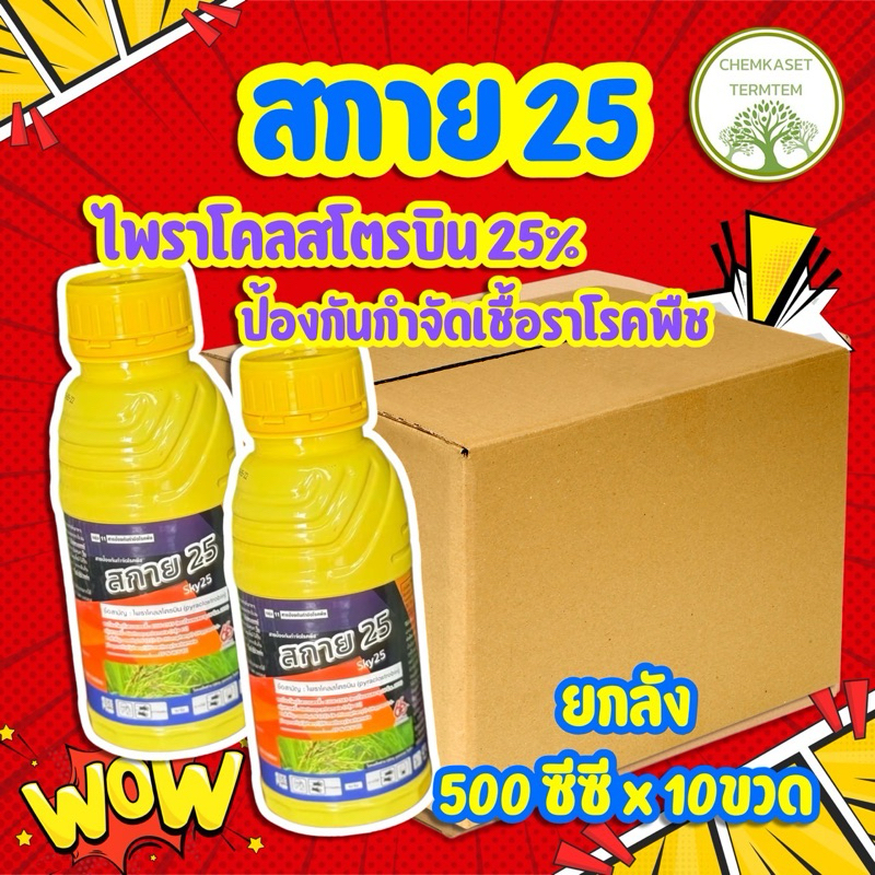 ไพราโคลสโตรบิน💦สกาย25 ขนาด 500 ซีซี ❌ยกลัง*10 ขวด❌โรคใบไหม้ ใบจุดสีม่วง แอนแทรคโนส ยางไหล ราสนิม