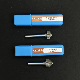 ดอกเซาะ ดอกคอมโพสิท 90 / 108 องศา ก้านขนาด 6 mm - V-GROOVE BIT แบรนด์ 4Mills