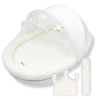 Fortae Baby ที่นอนเด็กมุ้งครอบ ที่นอนมุ้งพร้อมโมบายของเล่น ผ้าMinky Dot ถอดซักได้ ฟอร์เต้ รุ่น PM032