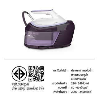 Philips PSG6024 เตารีดแรงดันไอน้่ำ 6.5 บาร์Optimal TEMP การันตีไม่มีผ้าไหม้ พลังไอน้ำทรงพลัง รีดเรียบเร็ว รับประกัน 2 ปี
