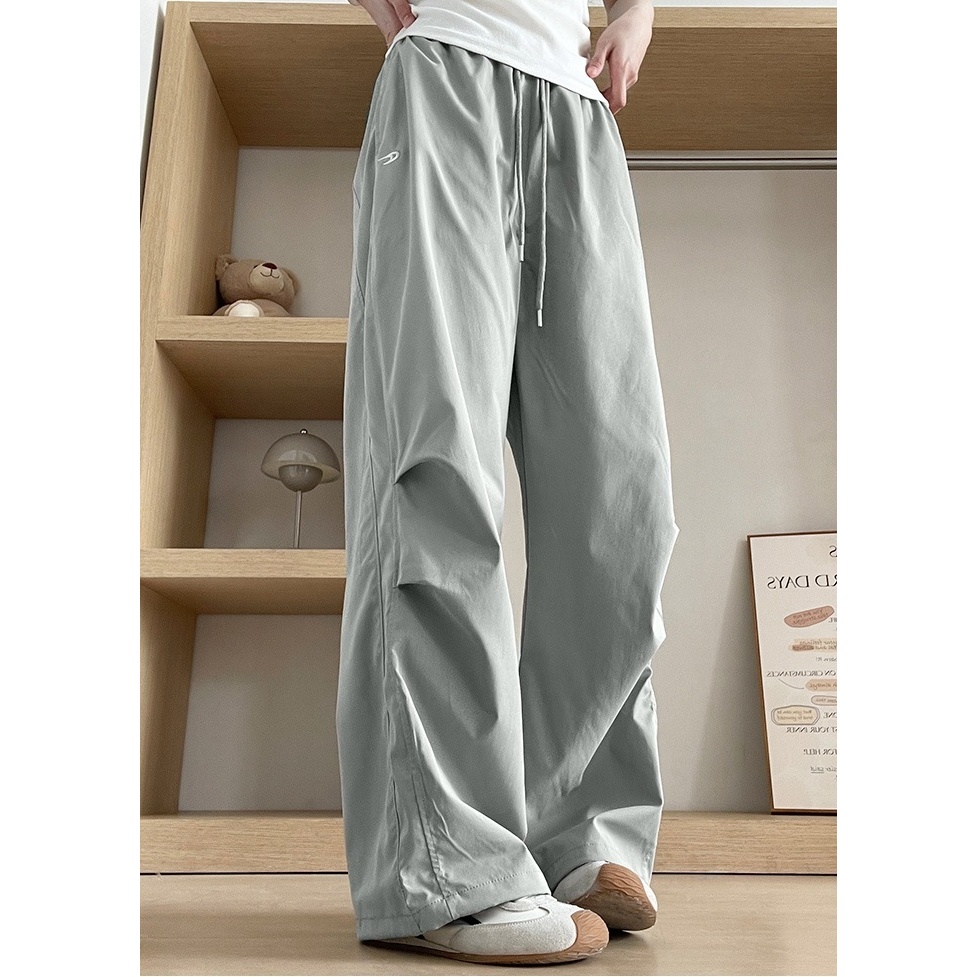 ชุดเอี๊ยมย้อนยุคสไตล์อเมริกัน กางเกงลำลองผู้หญิง หลวม ผ้าร่ม - รูปที่ 3