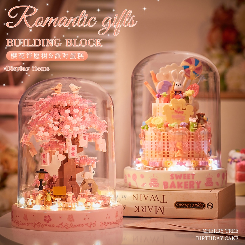 บล็อกตัวต่อเค้ก DIY ของขวัญวันเกิด เค้กวันเกิด น่ารัก มีไฟด้วย