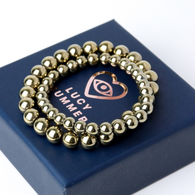 LUCY SUMMER กำไลข้อมือหินแท้  Pyrite - ไพไรท์ (กำไลหินแท้ รับประกันหินแท้)