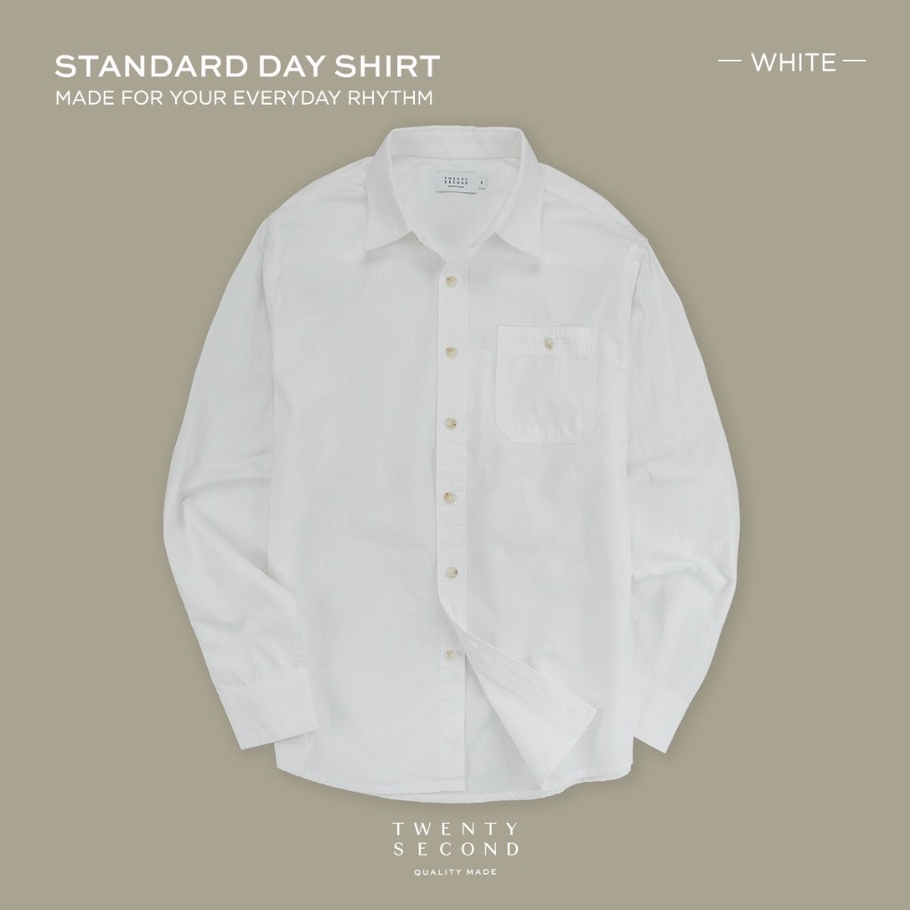 TWENTYSECOND เสื้อเชิ้ตแขนยาว ผ้าคอตต้อน รุ่น Standard Day Shirt – ขาว / White