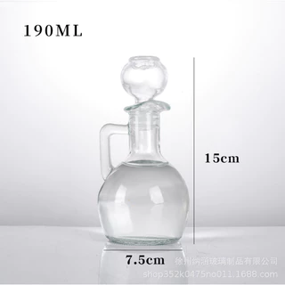 ขวดแก้วใส่ของเหลวมีหู+จุก