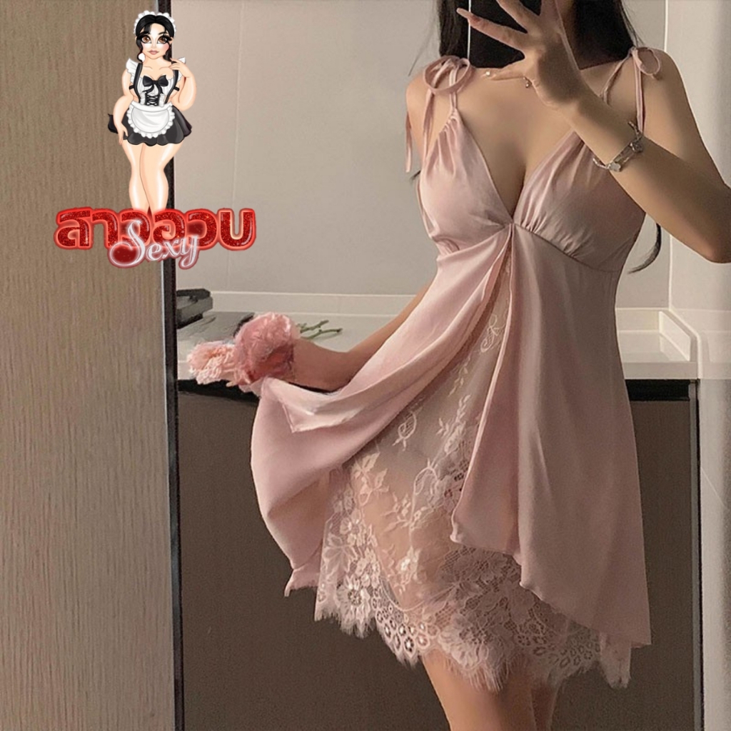 SUPER SEXY ชุดนอนสาวอวบ ชุดนอนไซส์ใหญ่ ชุดนอนพลัสไซส์ 🌺M-5XL | 40-100กก.  ลูกไม้แอบเซ็กซี่ ใส่แล้วปังทุกองศา M-519